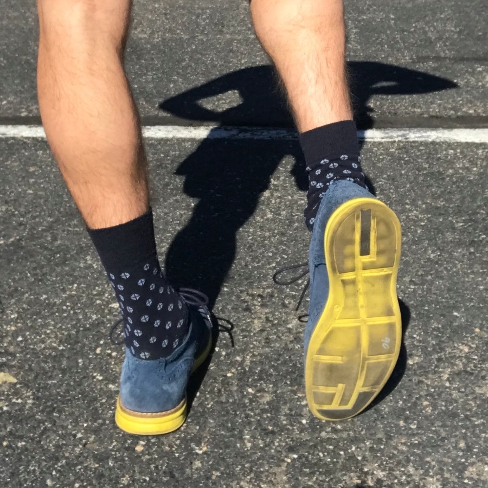 Aldo Blue and Yellow Suede Wingtips - Picture 5 of 7